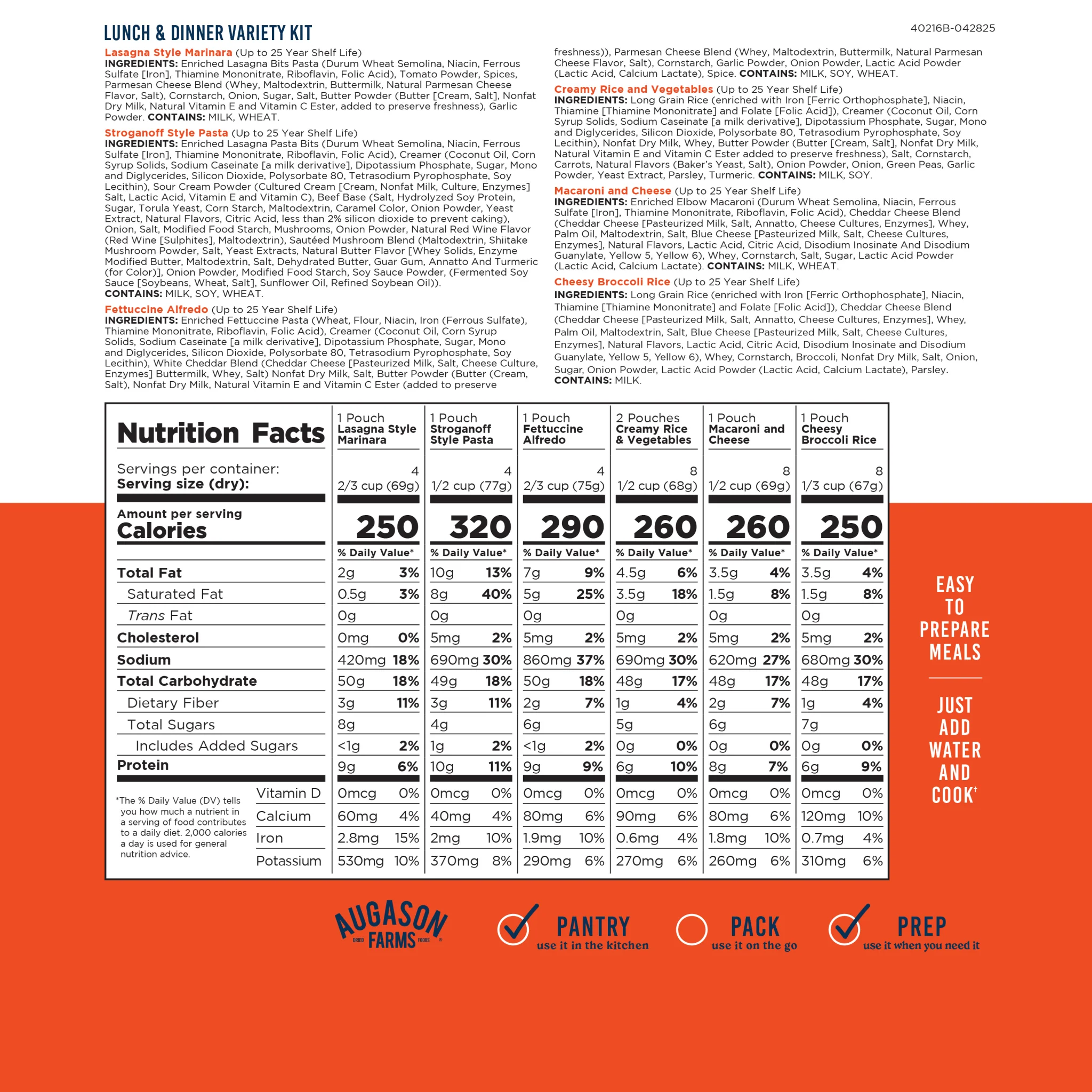 Lunch and Dinner Variety Pail, 113 Servings - Image 7