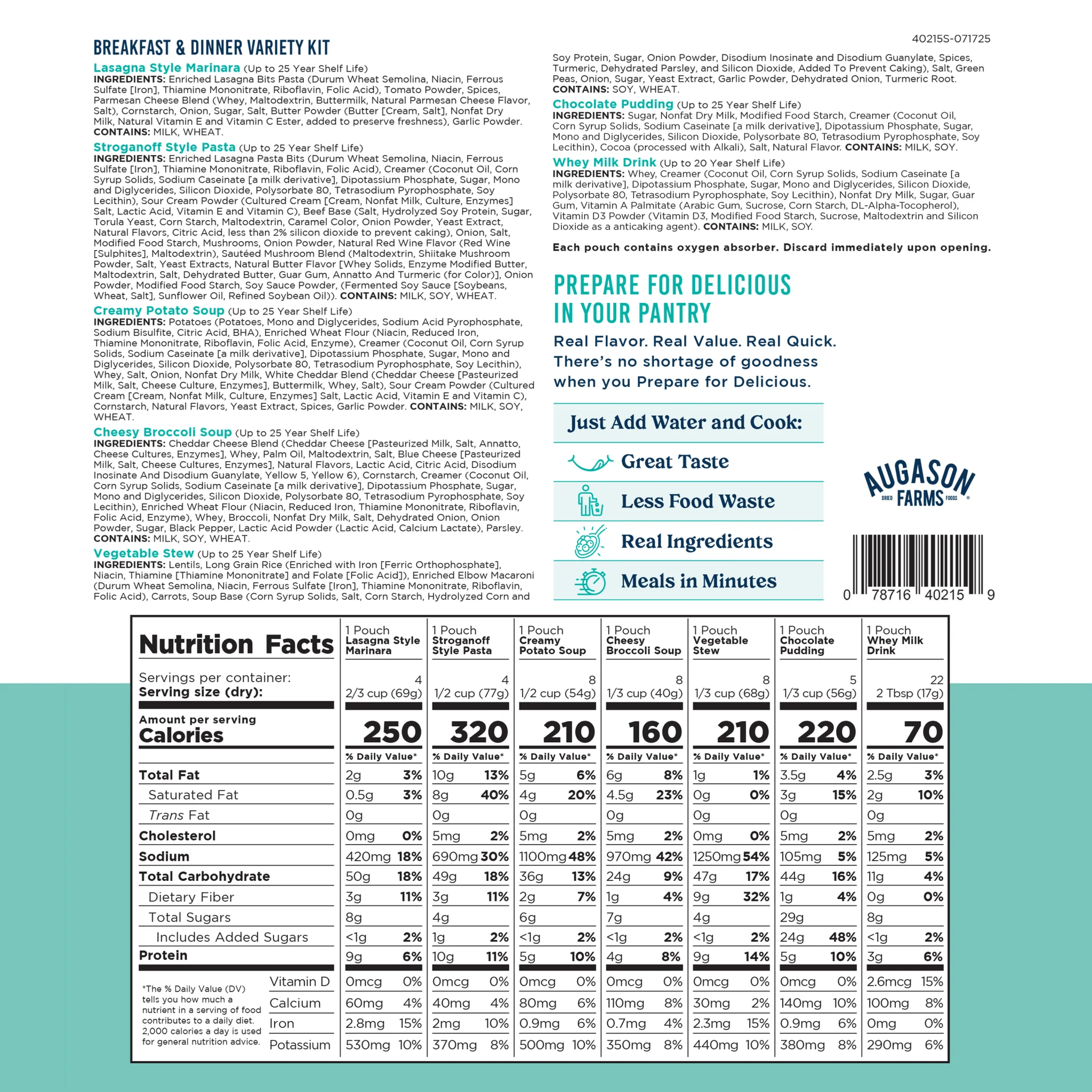 Breakfast, Lunch & Dinner Variety Kit, 232 Servings - Image 7