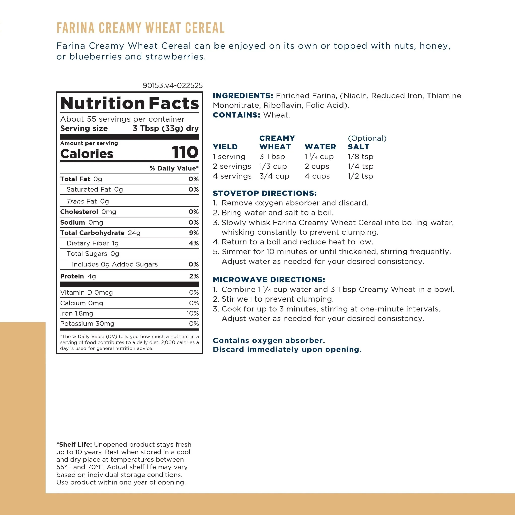 Creamy Wheat Cereal Can, 55 Servings - Image 3