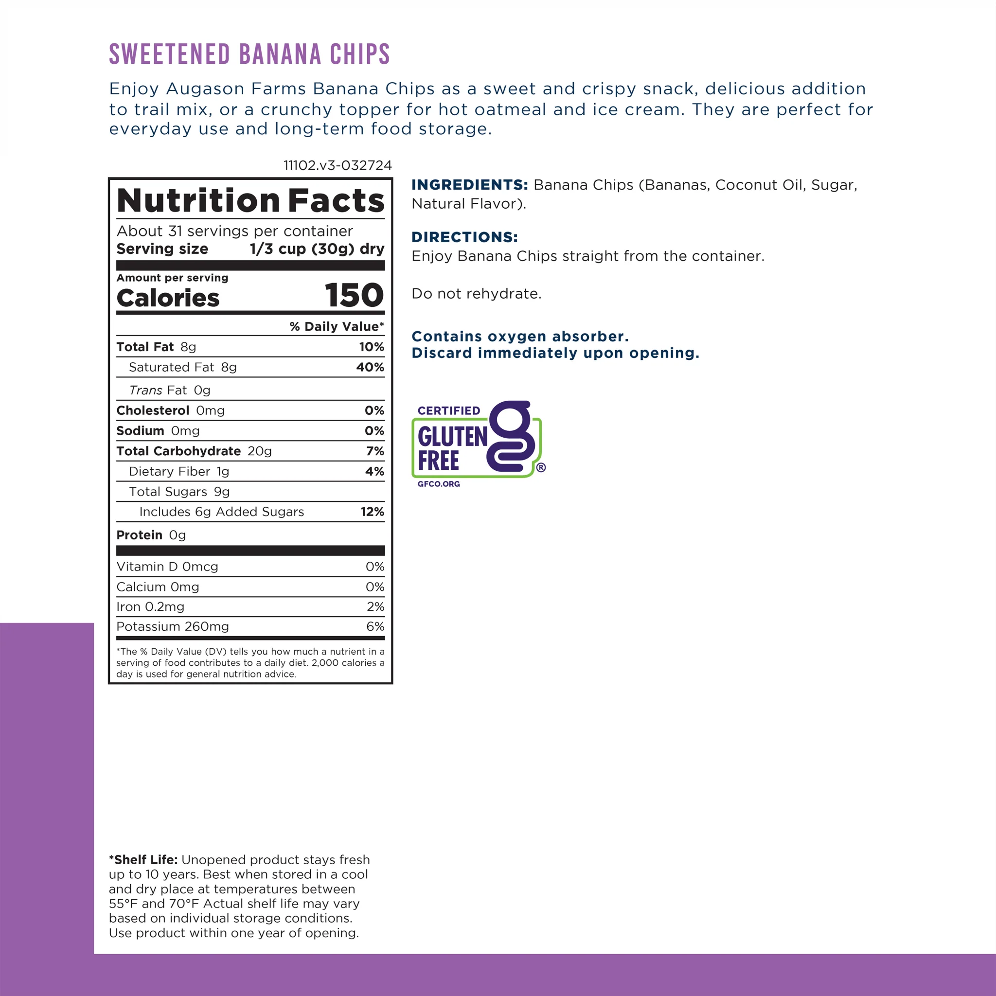 Sweetened Banana Chips Can, 31 Servings - Image 3