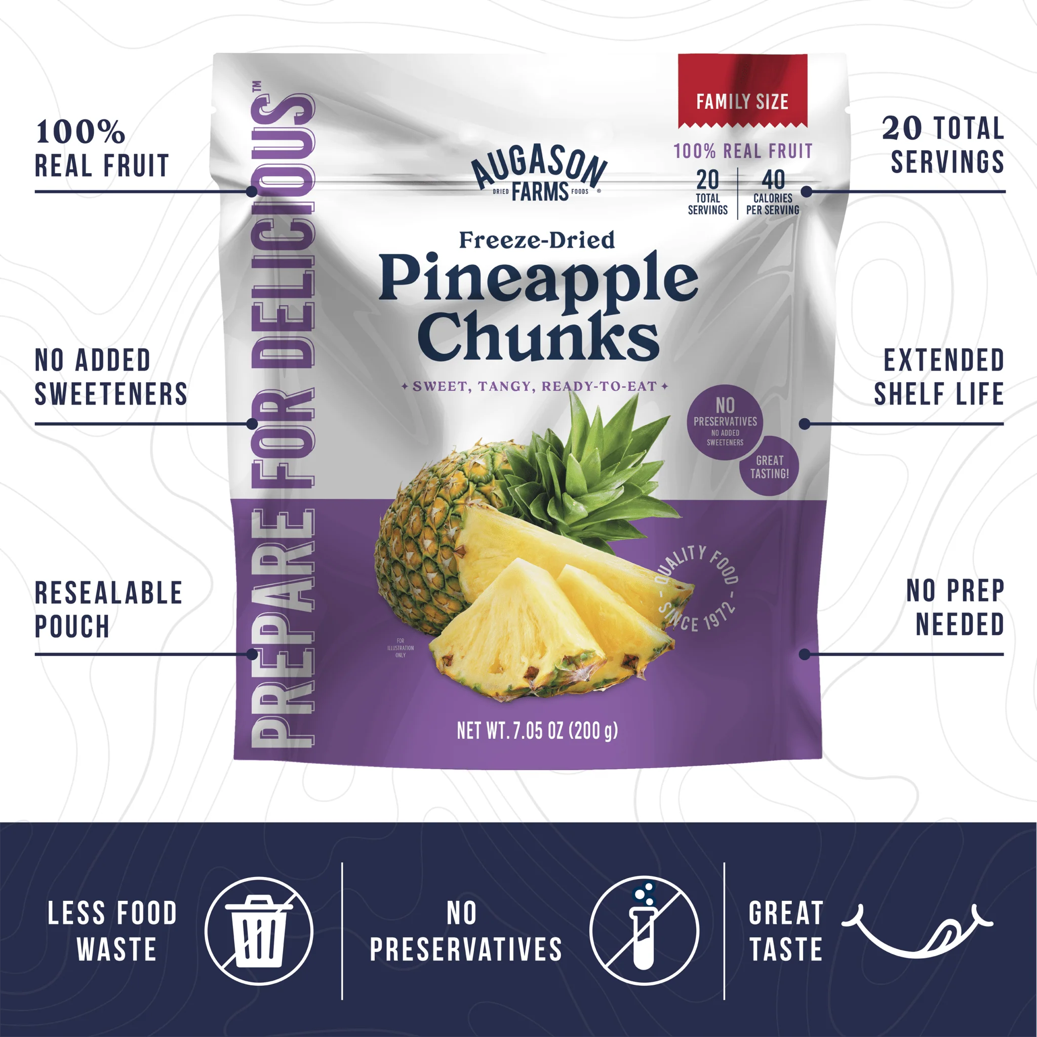Freeze Dried Pineapple Chunks Family Size Pouch, 20 Servings - Image 3