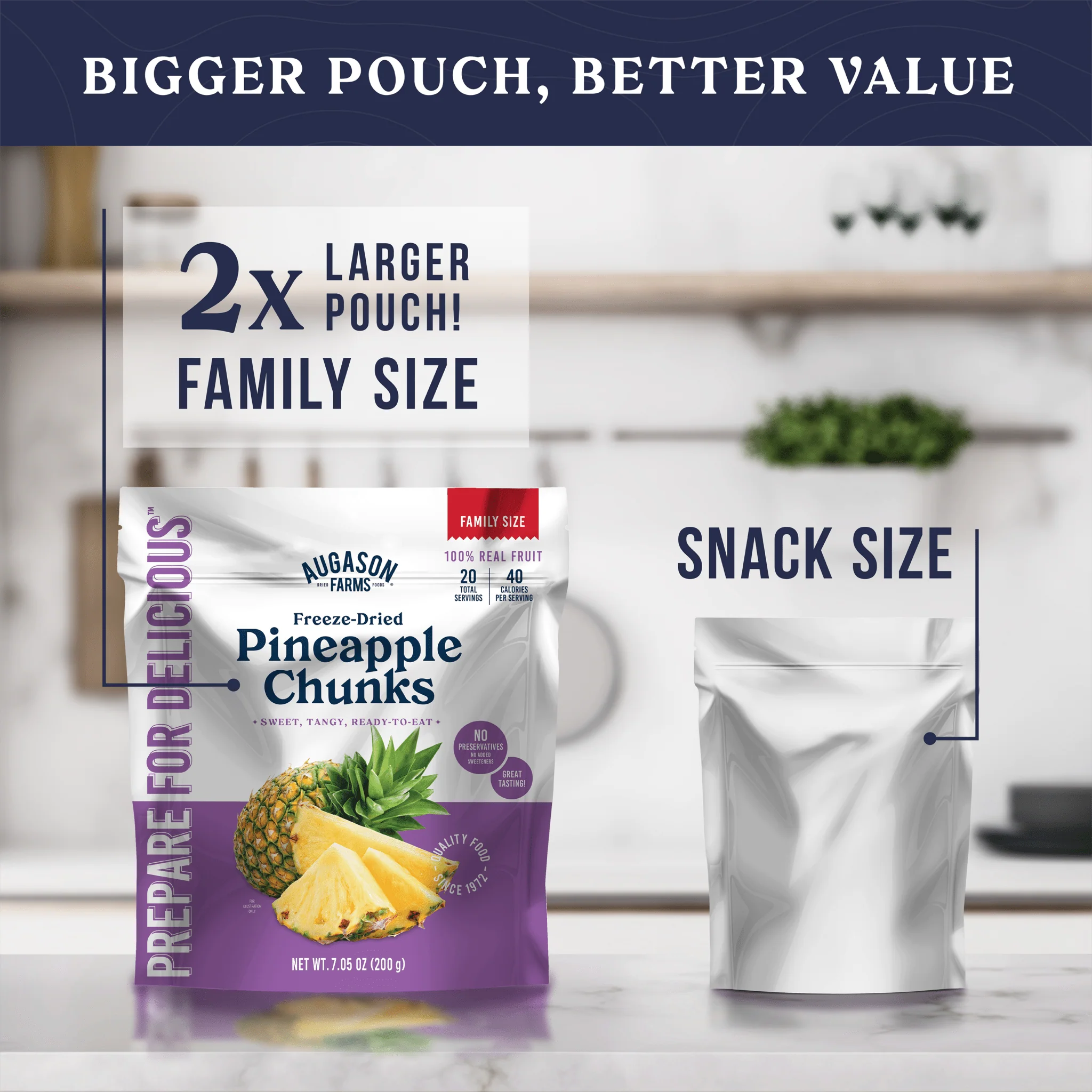 Freeze Dried Pineapple Chunks Family Size Pouch, 20 Servings - Image 5