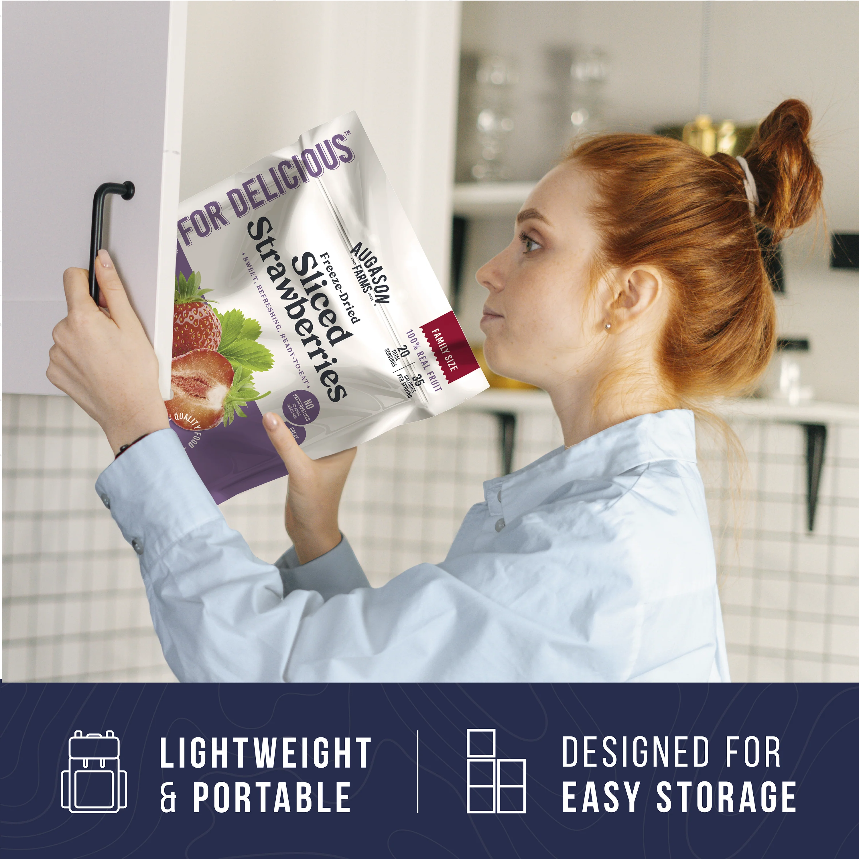 Freeze Dried Sliced Strawberries Family Size Pouch, 20 Servings - Image 6