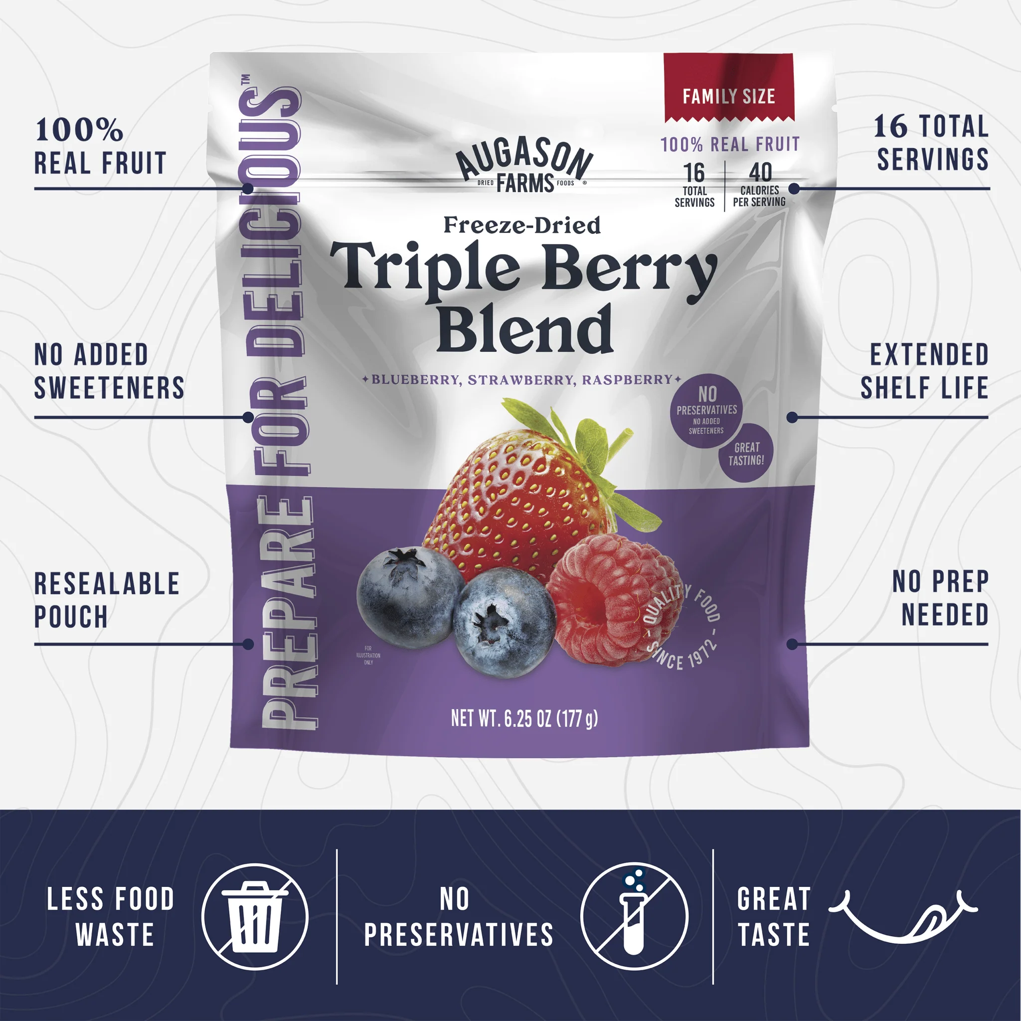 Freeze Dried Triple Berry Blend Family Size Pouch, 16 Servings - Image 4