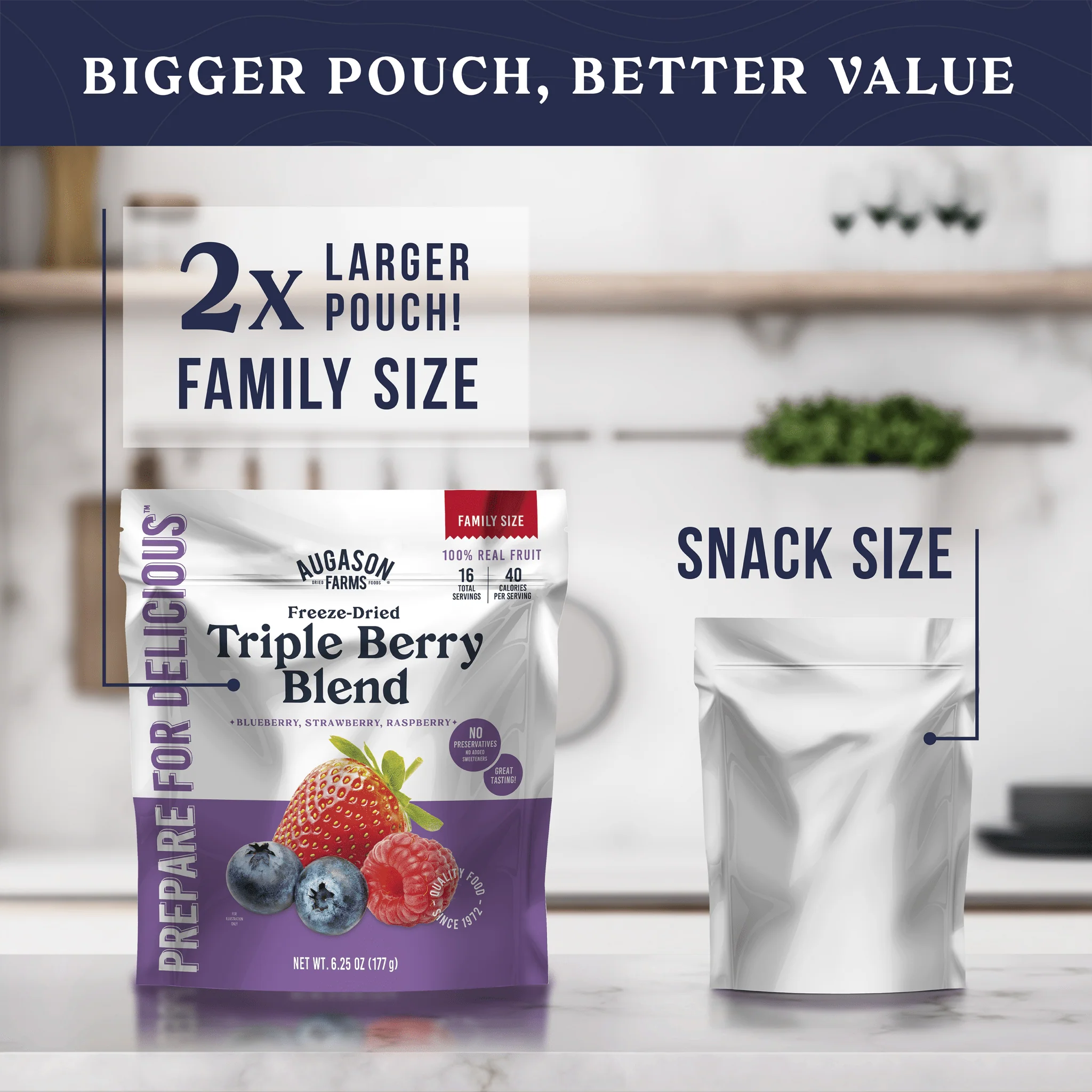 Freeze Dried Triple Berry Blend Family Size Pouch, 16 Servings - Image 5