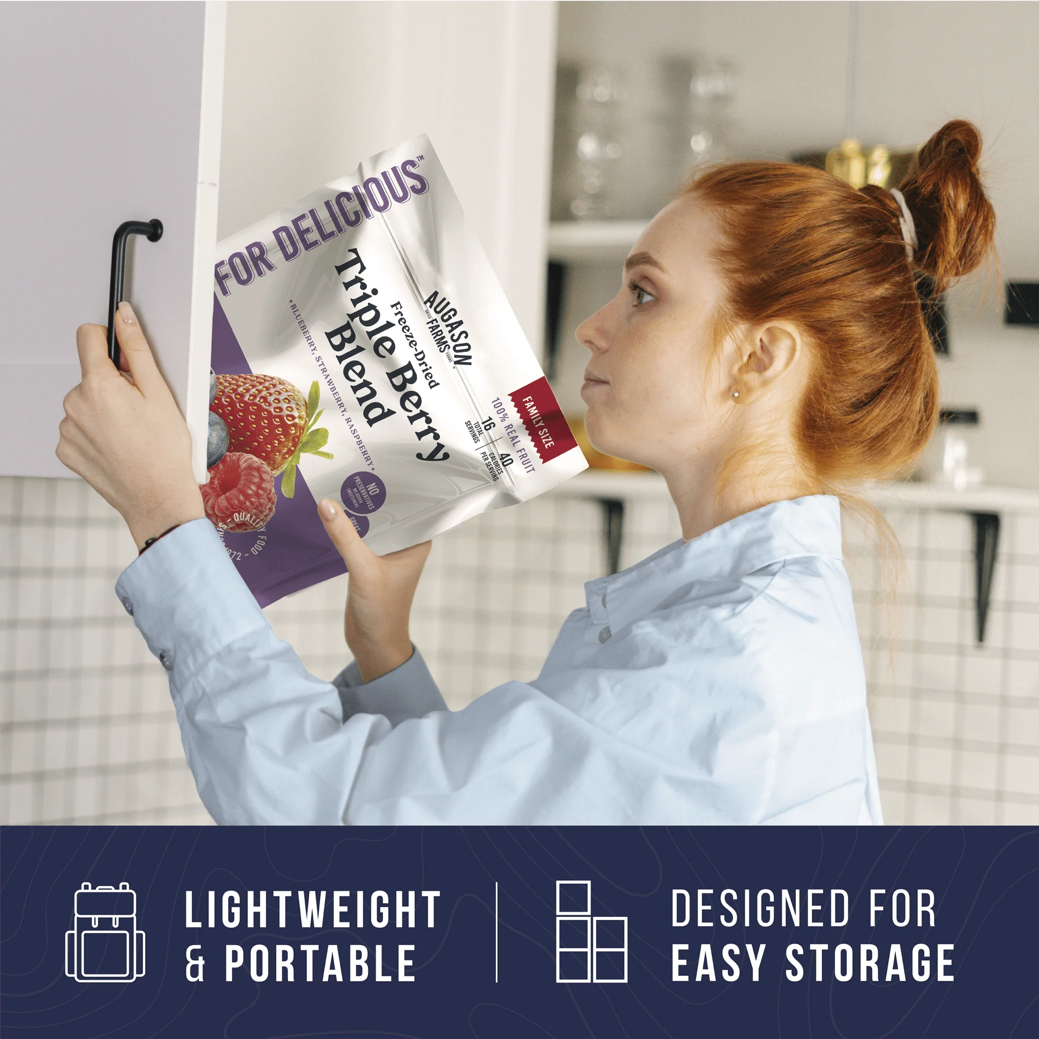 Freeze Dried Triple Berry Blend Family Size Pouch, 16 Servings - Image 6