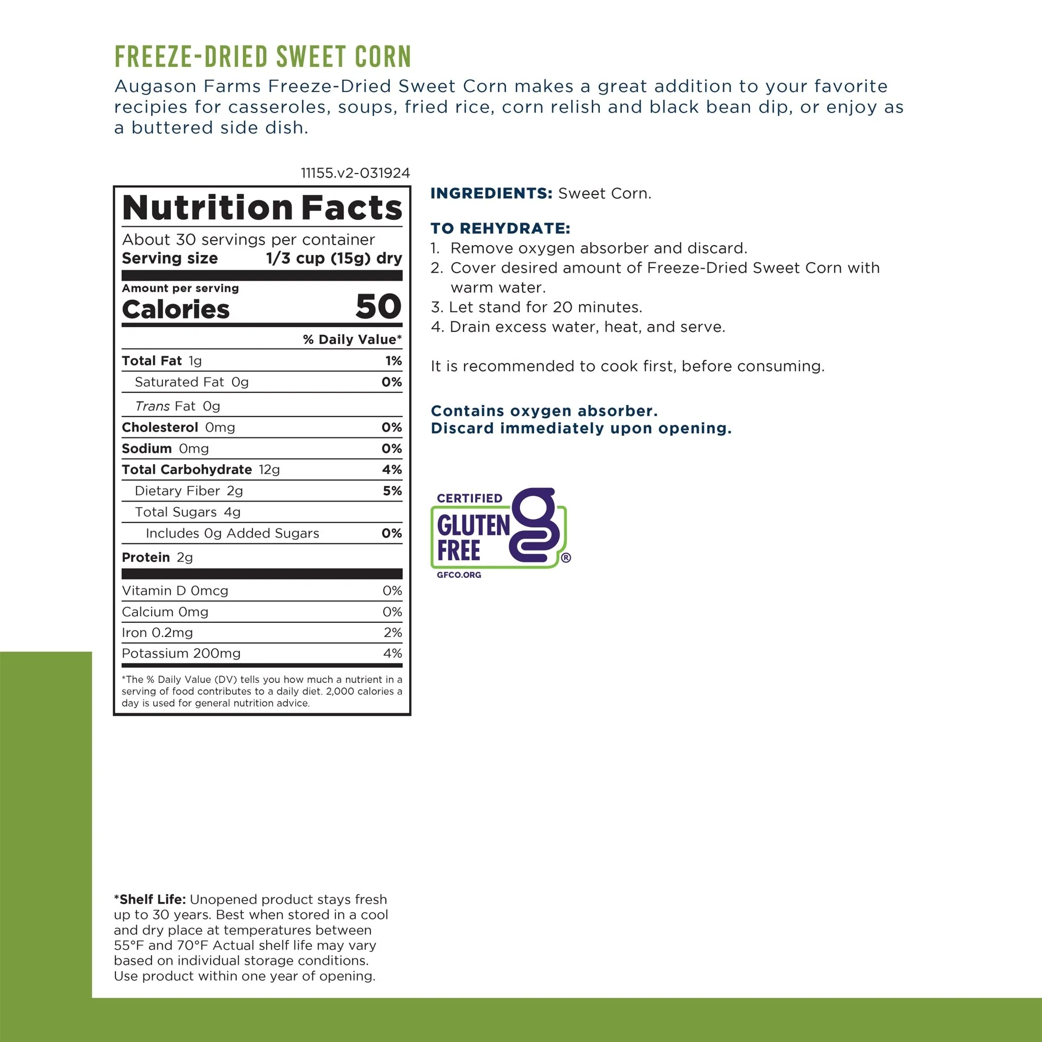 Freeze Dried Sweet Corn Can, 30 Servings - Image 3
