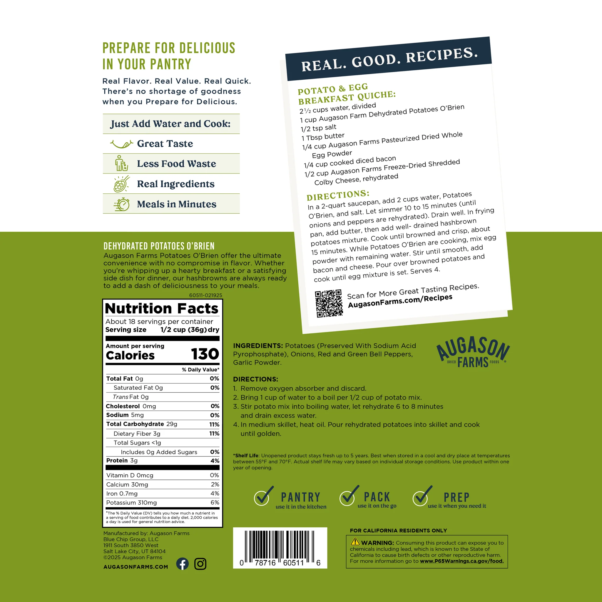 Potatoes O'Brien Family Size Pouch, 18 Servings - Image 7